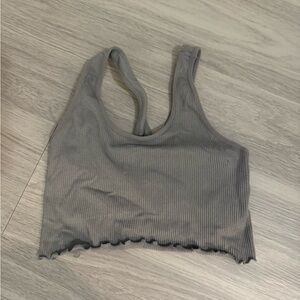 Spiritual Gangster Gray Ribbed Sports Bra